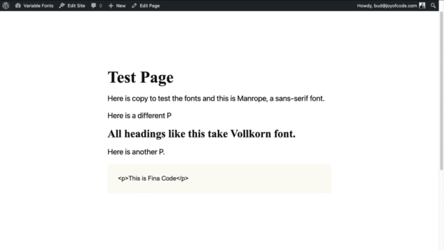 test fonts wp