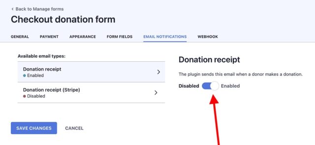 Activating the donation receipt