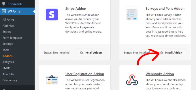 install surveys and polls addon