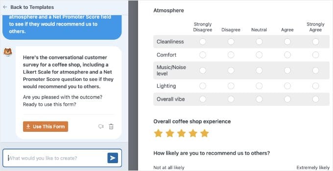 wpforms ai generated form