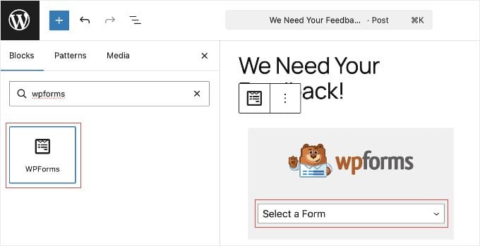 wpforms block