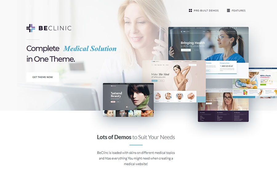 BeClinic - багатоцільовий WordPress шаблон сайту медичного центру