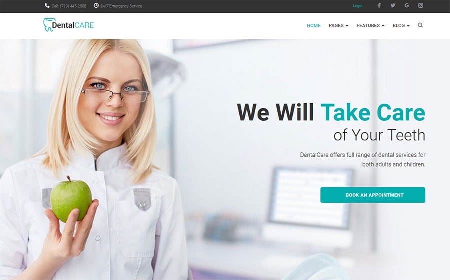 DentalCare – шаблон WordPress сайту стоматологічної клініки