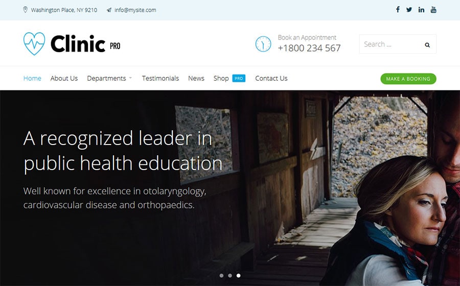 Clinic Pro – шаблон WordPress фармакологічної компанії