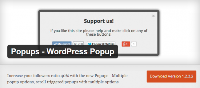 Popups — бесплатный WordPress плагин для всплывающих окон