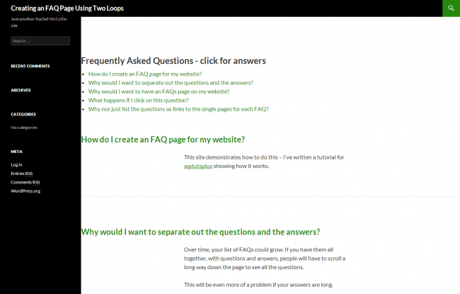Створюємо FAQ-сторінку питань та відповідей з використання двох WordPress-циклів
