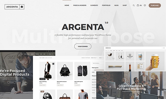 Argenta — креативная многоцелевая тема WordPress для решения любых задач