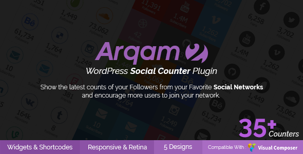 Arqam — адаптивный премиум плагин для социальной метрики на WordPress
