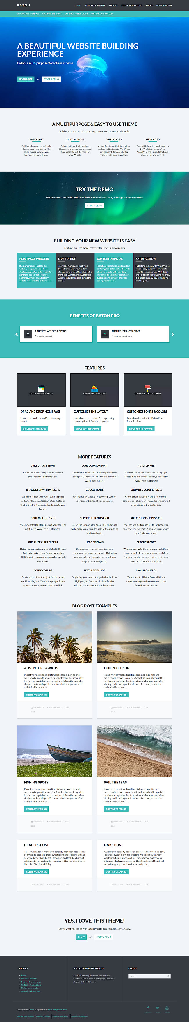 Baton Free — обзор новой бесплатной многоцелевой темы для WordPress