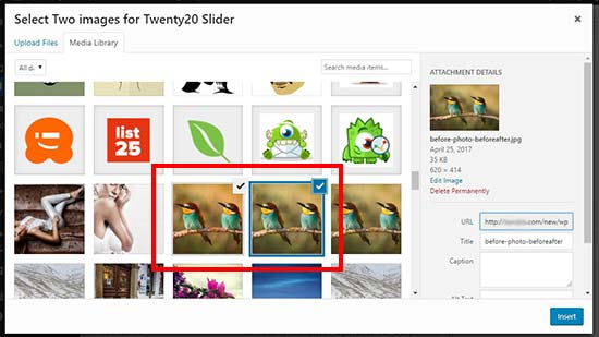 pictures before and after in wordpress