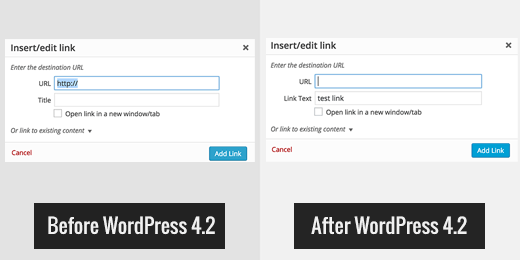 Как вернуть поле title при вставке ссылок в версии WordPress 4.2