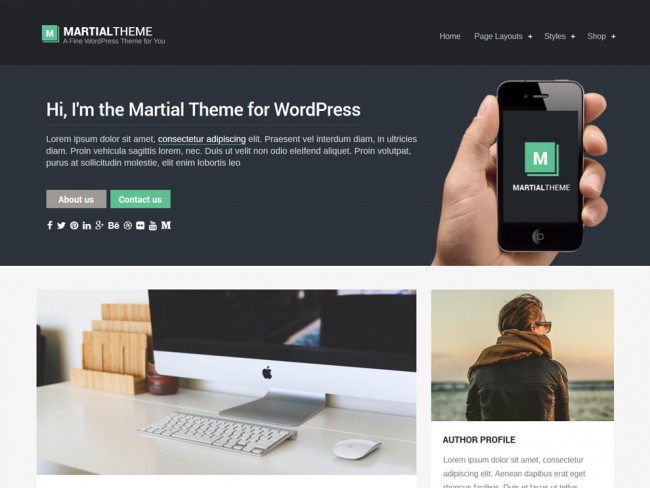 Martial – нова безкоштовна тема WordPress для блогу з підтримкою WooCommerce
