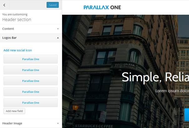 Parallax One — совершенно бесплатная одностраничная тема WordPress от Themeisle