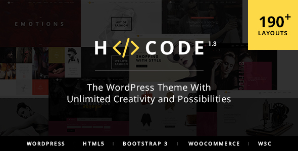 H-Code — многозадачная премиум тема с 58 домашними страницами и 197 шаблонами