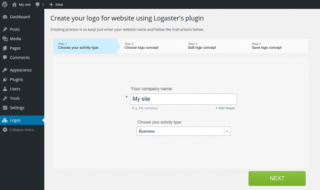 Создание логотипа для вашего сайта с помощью бесплатного плагина Logaster Logo Generator
