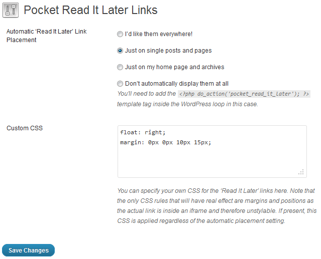 Pocket: вставляем кнопку для отложенного чтения записей WordPress