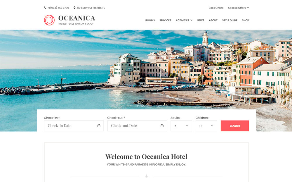 Oceanica - Бронирование отеля WordPress Theme